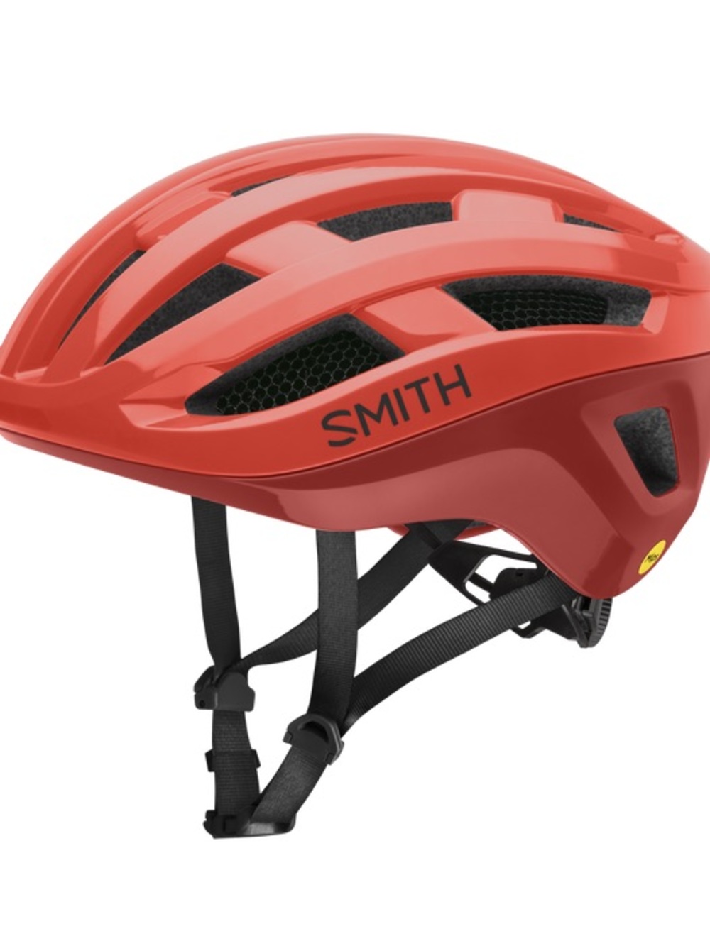 NWOT SMITH Coral Red Bike Helmet with Black Straps Size SM 51-55 cm